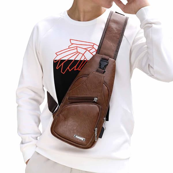 Axelpose Herre Axelrempose Cross Body Taske Læder Lysbrun