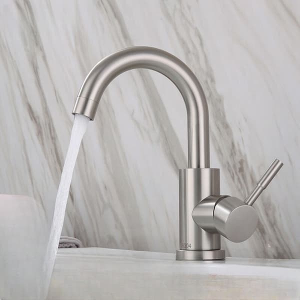 Brushed Bathroom Faucet with Arched Spout (without hose) Silver Silver