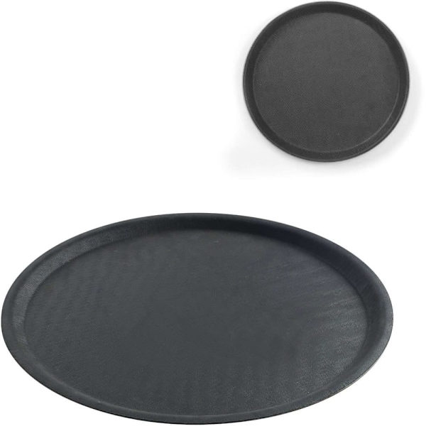 Antiglid serveringsbricka, rund, diameter. 40cm - svart_MGF