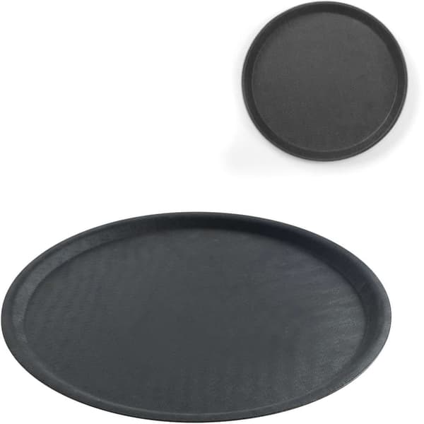 Skridsikker serveringsbakke, rund, diameter. 40 cm - sort_MGF