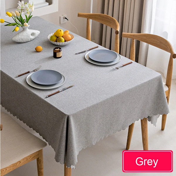 Vedenpitävä Pöytäliina, Pohjoismainen Puuvilla- ja Pellavapöytäliina, Japanilainen Yksivärinen Pöytäliina Ruokapöydälle, Sohvapöydälle, Harmaa Grey 130x200cm