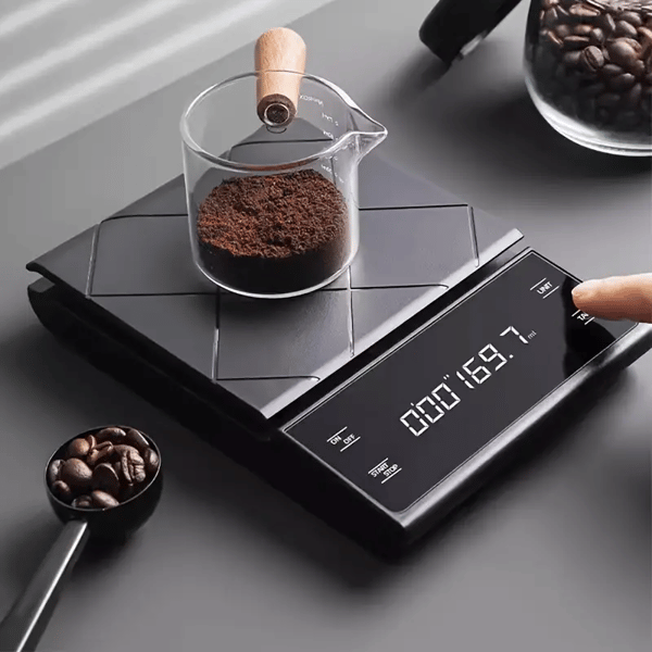 5 kg/0,1 g kaffevægt med timer USB-opladning Sort Black