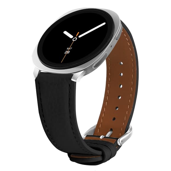 Compatible with Samsung Galaxy Watch8/Classic First Layer Cowhide Leather Strap with Crocodile Pattern for Smartwatch Black Black