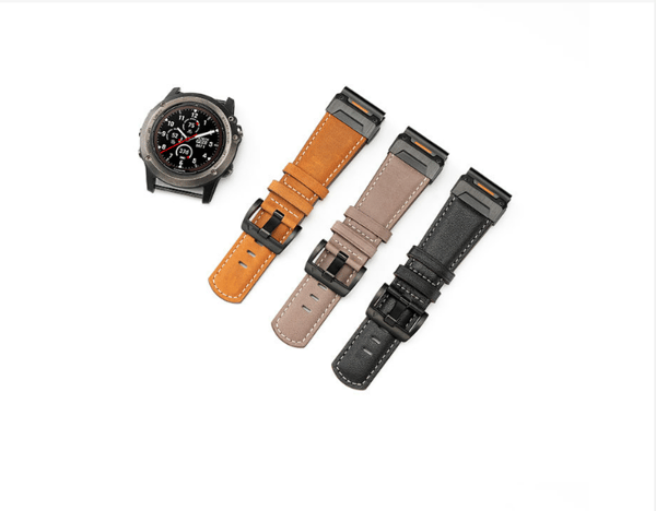 Ægte Læder Urrem til Garmin Fenix 8/7X/7/6/5/965 Sort 26 mm Black 26 mm