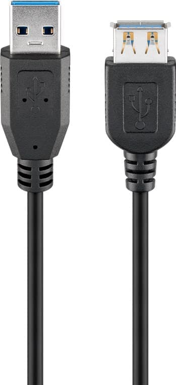 USB-forlengelseskabel, USB 3.0, 5 m, svart Svart