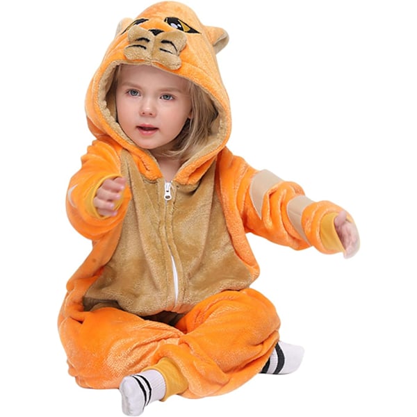 Barn unisex jumpsuit, 2023 kostymdjur onesie nattklänning pyjamas huvtröja cosplay kigurumi nattkläder jul halloween Orangecat 130