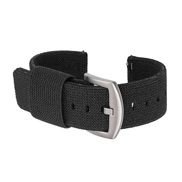 Nylon Watch Strap with Quick Release Spring Bars Black 22mm Black 22 mm