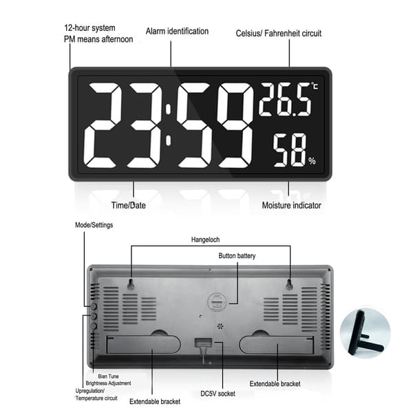 Digital Klocka Stor Display, Stor Digital Väggklocka med_OF
