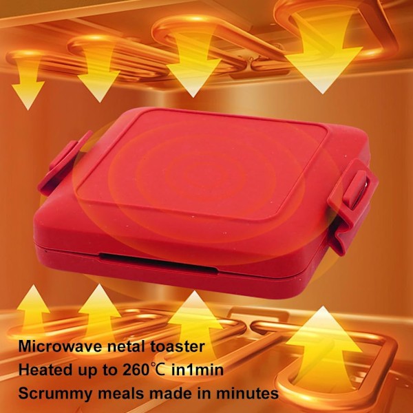 Micro Munchy Mikrobølgeovn Toast Maker, Silikon Sandwich Maker, Opvaskemaskine Sikker, Rød RED