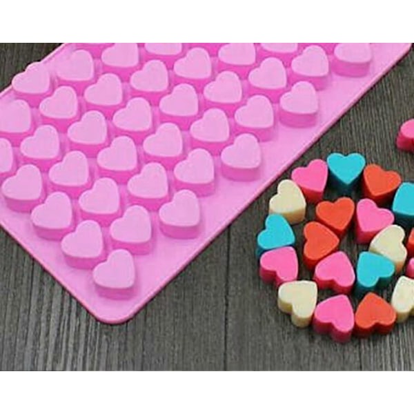 Mini Hjerteformede Silikoneforme til Isterninger/Chokoladeforme Rosa