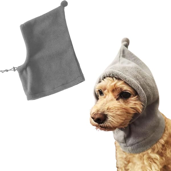 Leopard Flanell Hundehue - Varmt Vintertilbehør Søde Ørevarmere Pullover Hættetrøje & Halstørklæde, Beroligende Lydbeskyttelse (Grå, Medium)_MGF