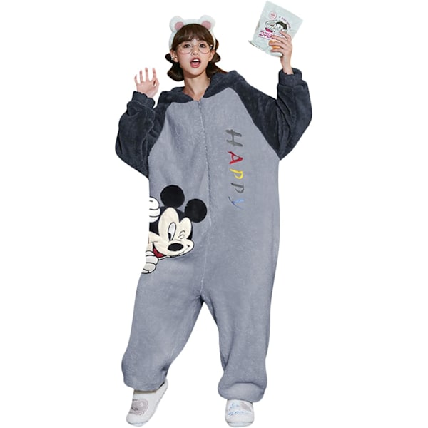 Unisex vuxen jumpsuits, djurdräkt onesie, nattklänning, pyjamas, hoodie, nattkläder, cosplay, kartong nattkostymer fest, halloween mickey herr XXL
