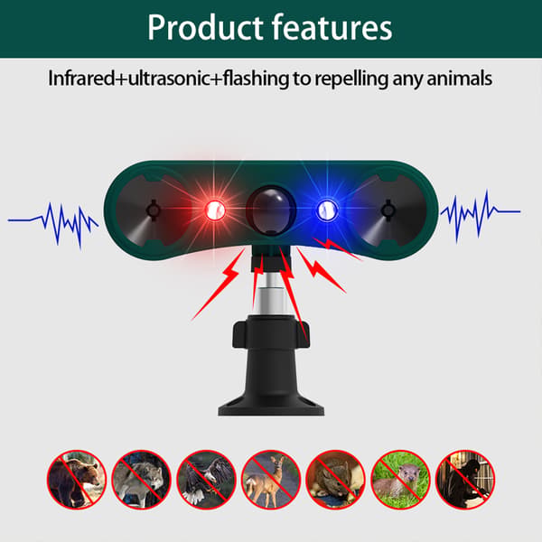 Ultrasonic Rat Repellent with Solar Panel, Compatible with SE Countries, Effective Pest Control for Garden and Home