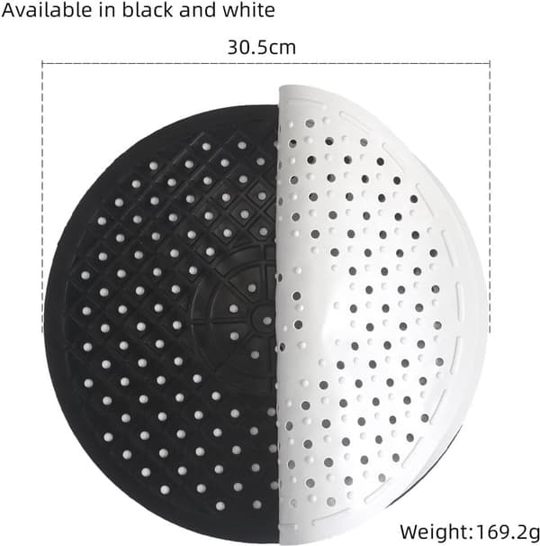 Gummi Vaskemåtte, Rund Ø31cm, Hvid & Sort, 2 Stykker, til Køkkenvaskens Bund