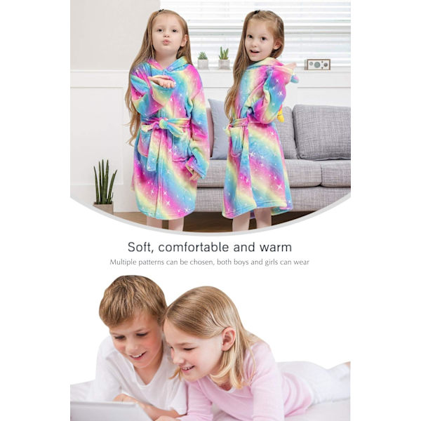 Barnbadrockar Badrocka 3D Enhörning Huva, Flickor Pojkar Fleece Mjuk Kigurumi Cartoon Morgon Hemrock Nattkläder Pyjamas Fickor B-enhörning 5 130