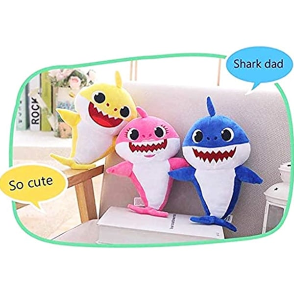 Lasten pehmolelu Baby Shark, laulava ja valoisa pehmoleluhai, paras syntymäpäivälahja lapsille (Sininen)