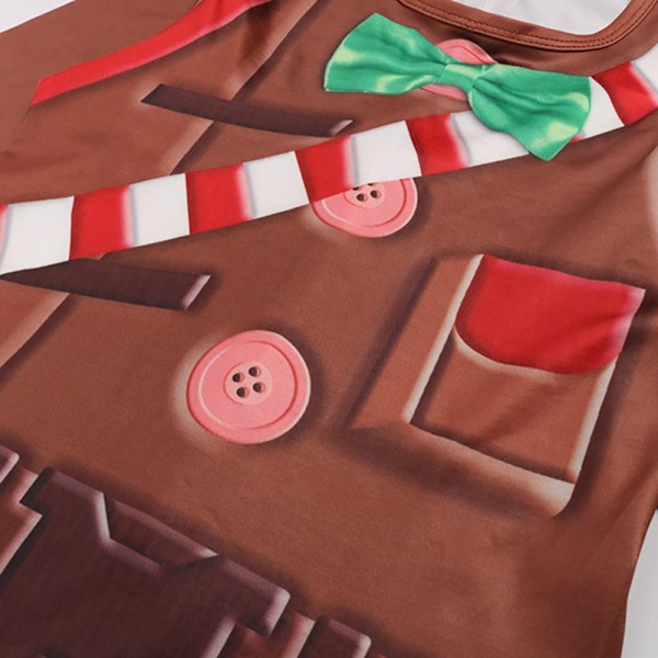 Gingerbread Man Jumpsuit Kostume Halloween Cosplay Kostume med Maske