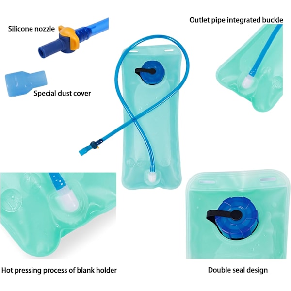 2L Vattenblåsa Läckagesäker Vattenflaska BPA Fri Vattenbehållare med Isolerad Slang för Utomhuslöpning Cykling Vandring Camping