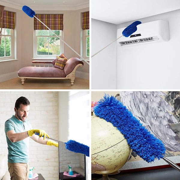 Telescopic Duster - 2.5m Extendable Cleaning Brush for Ceiling Cleaning Blue Blue
