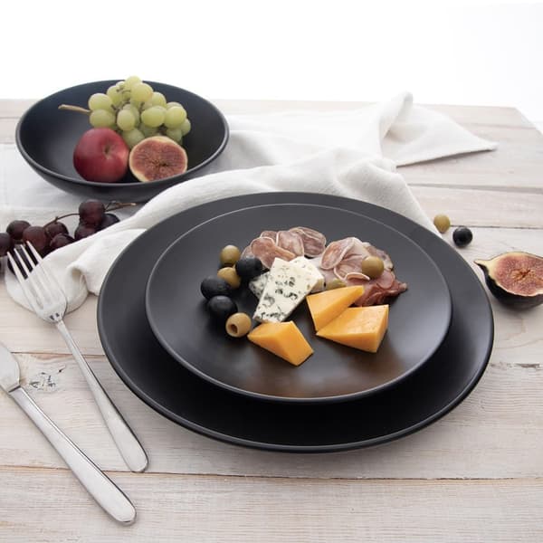 Stor flad middagstallerken, Keramik, Sort, 27 cm_MGF