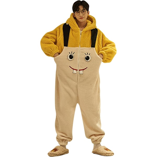 Onesies til kvinder, voksne, Kigurumi Onesies til mænd, pyjamas, fleece, dyr, jumpsuit, nattøj, Halloween kostume, jul, cosplay og fest Män - Svamp2 M