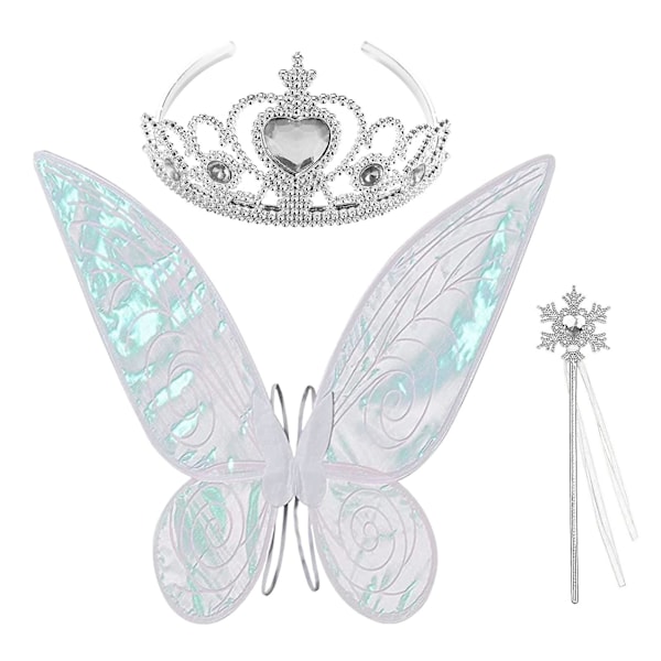 Caraele 2 Keijun siivet lapsille Valkoinen Vihreä Pinkki Violetti Perhosmekko Siivet Setti Keijukostyymi Tarvikkeet Tytöt Pieni Organza white