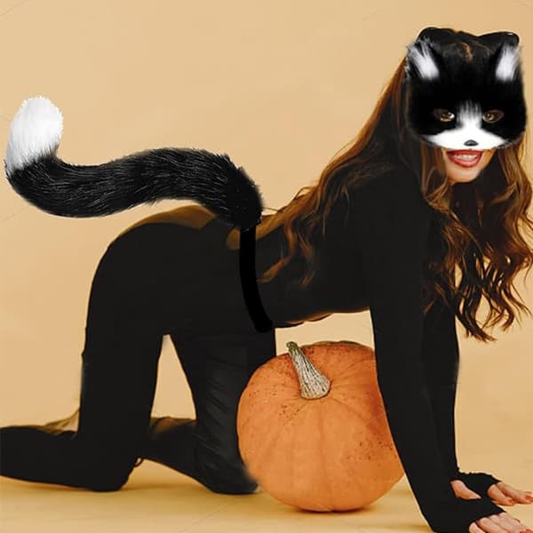 Halloween Plush Fox Costume Set - Includes Mask, Collar, Tail, and Paws