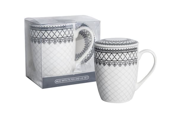 LIVELLO Kaffe-/Te-mugg i Porslin med Metallinfuser 350 ml_MGF