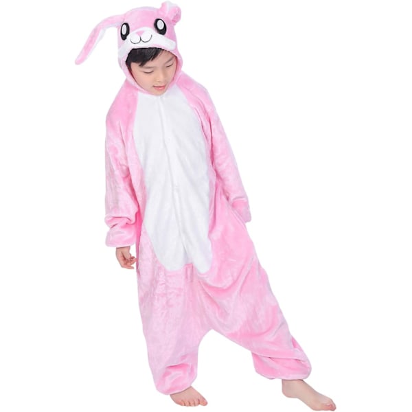 Børne/Unisex Fancy Dress Dyrekostume Onesie Pyjamas Jumpsuit Cosplay Kigurumi Jul Halloween Fancy Dress Rosa kanin 120