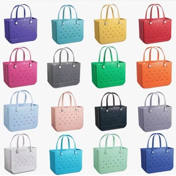 Gummi EVA-taske Bogg-stil Hul Vandtæt Holdbar Overdimensioneret Silikone Strandtaske ny blue