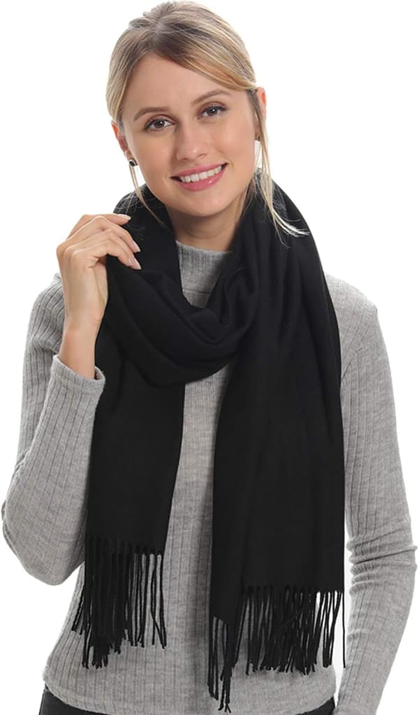 Pashmina sjal til kvinder, blødt aftensjal til bryllupper, fester, brudetøj, rejser og formelle outfits, sort