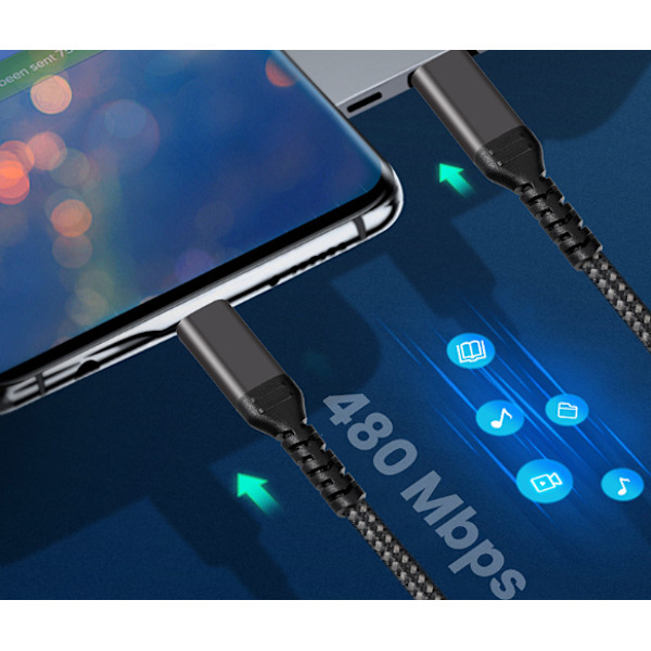 USB-C til USB-C-kabel 5A/20V PD 100W Sort 2 m Black 2 m