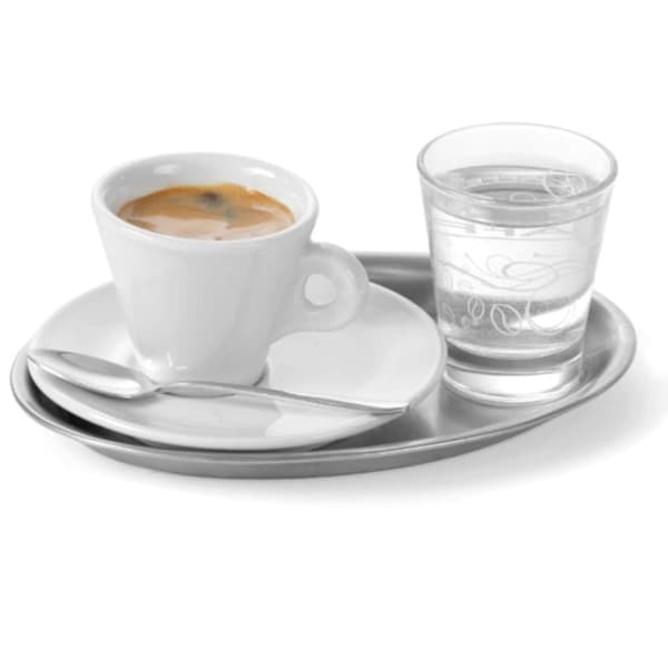 Oval kaffeserveringsbricka i stål 28x22cm_MGF