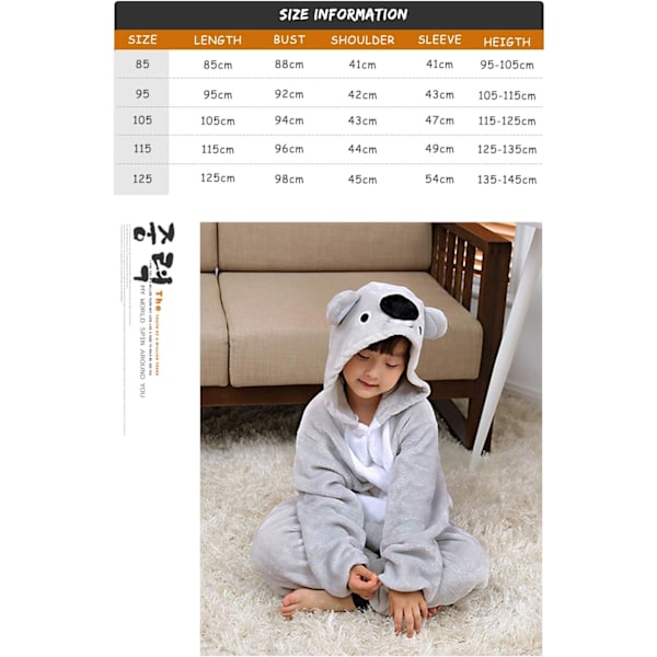 Barn/Unisex Fancy Dress Dyre Kostyme Onesie Pyjamas Jumpsuit Cosplay Kigurumi Jul Halloween Fancy Dress koala 120