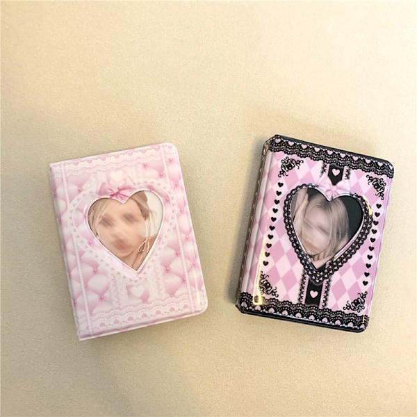INS Rosa Svart Spets Rutigt Fotoalbum Kpop White