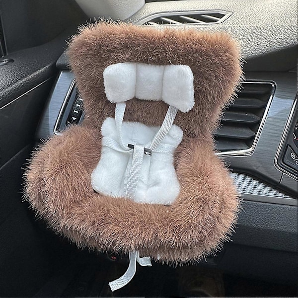 Bilbarnstolar för Dockor, Passar 17 cm Labubu Söt Plyschdocka, Biltillbehör Luftventil Dekoration Brown