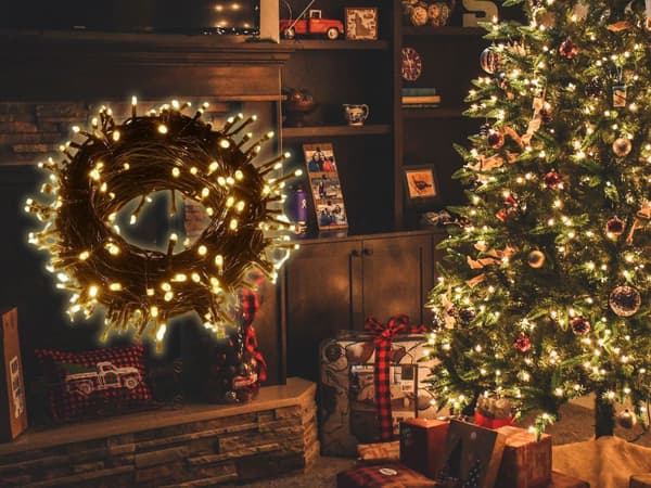 Julebelysning 500 LED - Varmhvit innendørsgran, 7 program_MGF