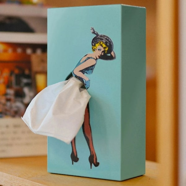 Flyvende nederdel-kleenexboks - Vintage Pop Art Kreativ kleenexholder - Perfekt rumindretning Beige