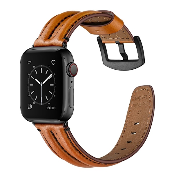 Äkta Läder Armband Apple Watch 42/44/45/49 mm Brun Brown Brun
