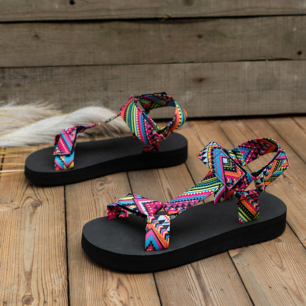 Naisten kesäsandaalit pellavaköysi litteät espadrillokset plus-koko rento ranta ulkoilukengät Multicolor 35