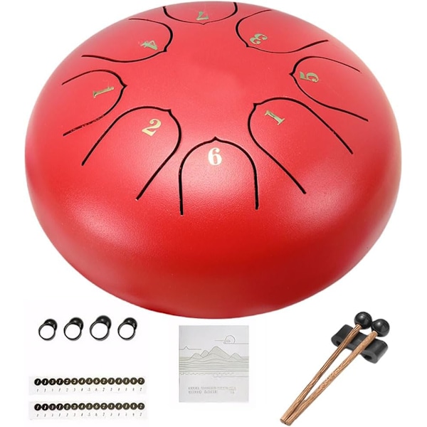 Outdoor Garden Rain Drum 15cm, Chakra Steel Drum for Meditation and Yoga, Red