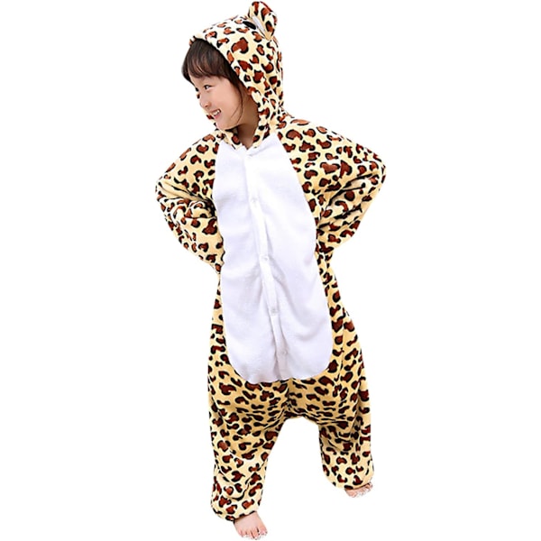 Unisex børnejumpsuits, 2023 kostume dyreonesie natkjole pyjamas hættede nattøj cosplay kigurumi nattøj jul halloween leopard 110