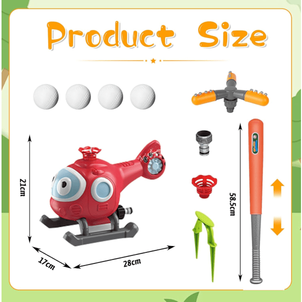 Haveleksag til haven, vandsprinkler baseball legetøj, vandlegetøj til børn udendørs, vandsprøjt legetøj til drenge og piger, sjov til sommerhaven, græsplænen og poolparty (C) c