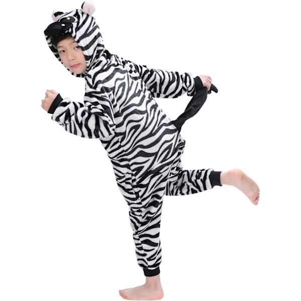 Barnedress, Kostyme, Dyr, Onesie, Nattkjole, Pyjamas, Hettemøsse, Nattøy, Cosplay, Kigurumi, Karnevalskostyme, Jul, Halloween Zebra Höjd 100/110 cm