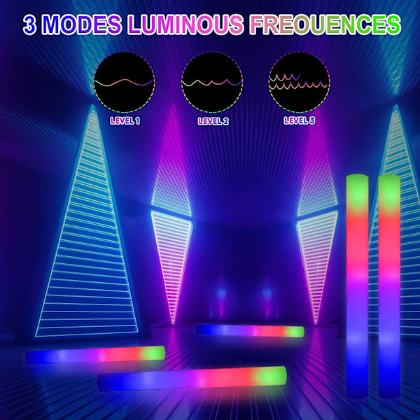 50 stk fargerike LED-skumlysende pinner Fargeskiftende lysstav for konsertklubber 50pcs