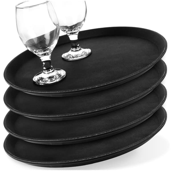 Svart sklisikker serveringsbrett 35 cm 4 stk._MGF