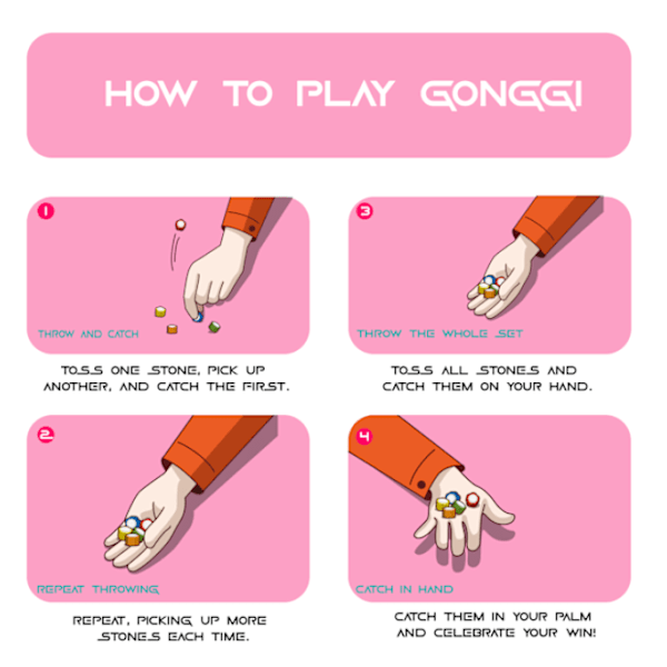Koreansk Tradisjonell Gonggi Spill – Steinplukkingsspillsett - Gonggi Steinkastingsspill Inspirert av Squid Game 2 (5 stk + Base) Square