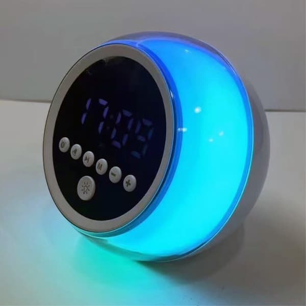 Alarm Clock Bluetooth Speaker Dimmable FM Radio Timer Function Grey_MGF grå