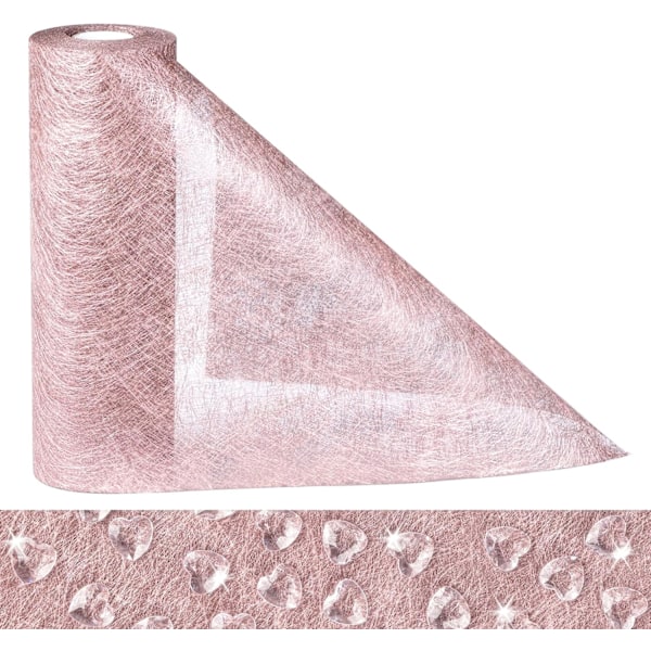 Fleece bordløber genanvendelig dekorativ stof bordbånd i pink 23 cm x 30 m til bryllupper, konfirmationer, dåb og alle fester