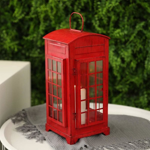 London Telefonboks Lyslykt - 30 cm Høy Dekorativ Holder for Hjem og Arrangementer Röd